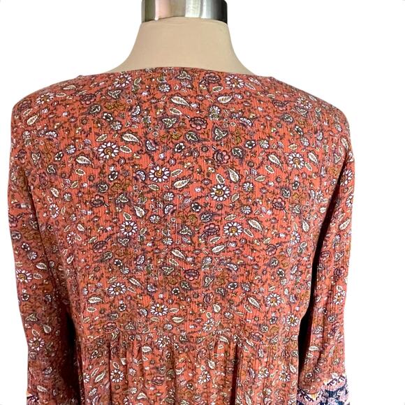 Artesia Rust Blue Boho Tunic / Mini Dress Size XXL Peasant Fall Casual Festival - Picture 7 of 10